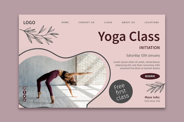 Yoga class template landing page