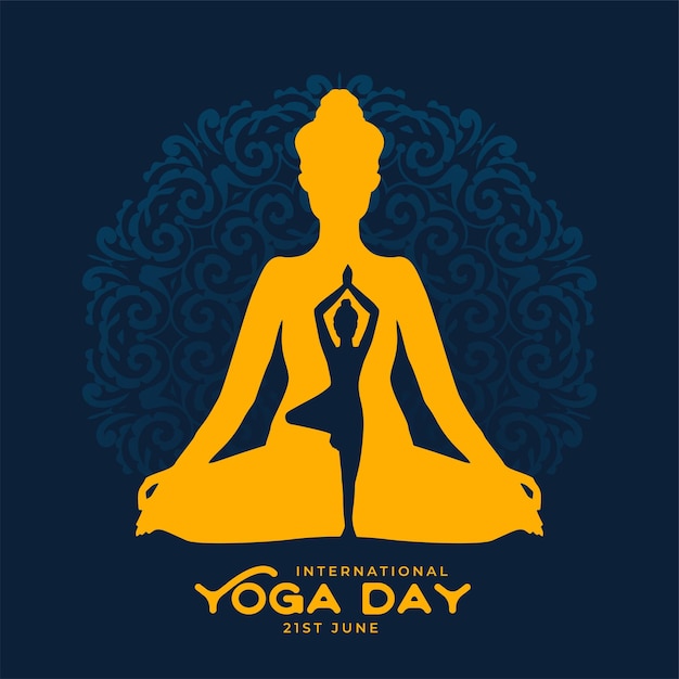 Free vector yoga day celebration poster with different poses