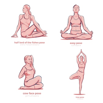 Yoga Different Stretching Fitness Poses