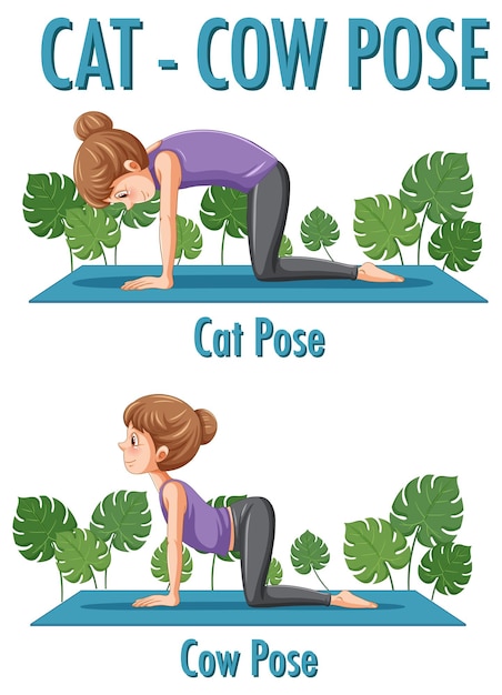 Free vector yoga at home with cat cow pose