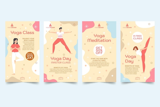 Free vector yoga instagram stories