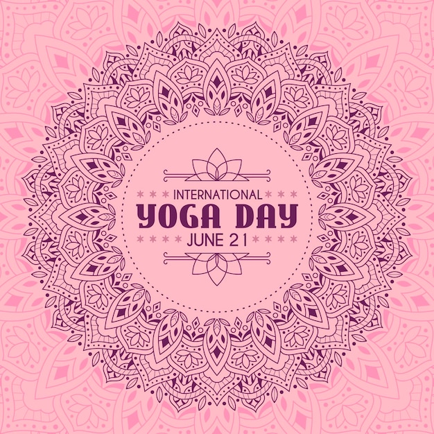 Yoga international day with pink calm design