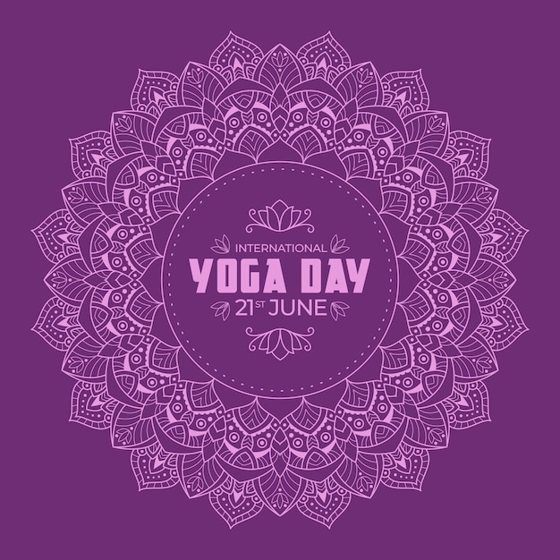 Giornata internazionale dello yoga con design viola e calmo