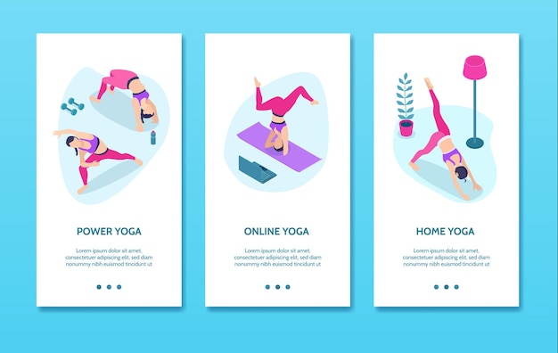 Yoga isometric vertical banners