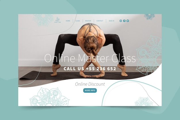 Vettore gratuito modello di pagina di destinazione yoga