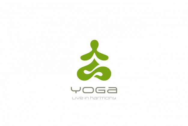 Yoga Logo abstract Человек, сидящий в позе лотоса, шаблон дизайна. Отрицательное пространство стиля. СПА Медитация Дзен Буддизм Гимнастика Гармония Логотип концепция icon