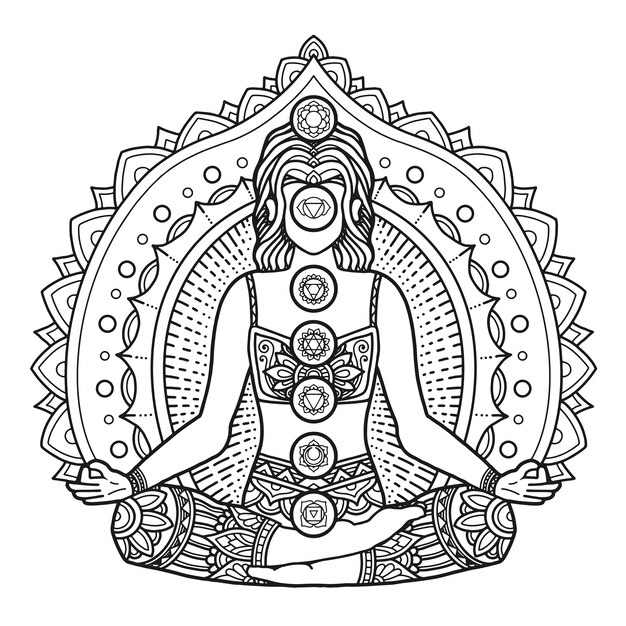 Download Premium Vector | Yoga mandala design, coloring page adult ...