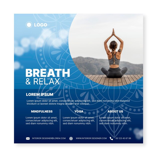 Yoga meditation square flyer