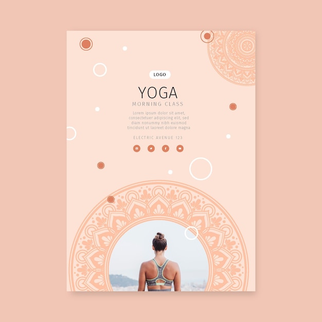 Vettore gratuito modello di poster di lezione di yoga mattutina