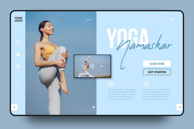 Бесплатное векторное изображение Йога намаскар, целевая страница