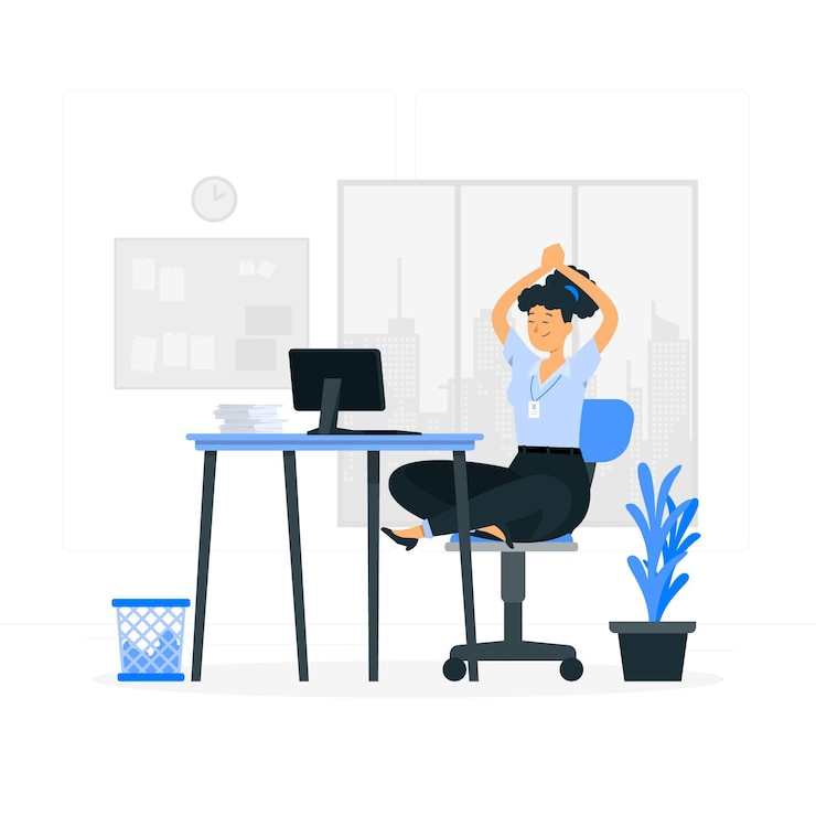 Free Vector yoga at the office concept illustration