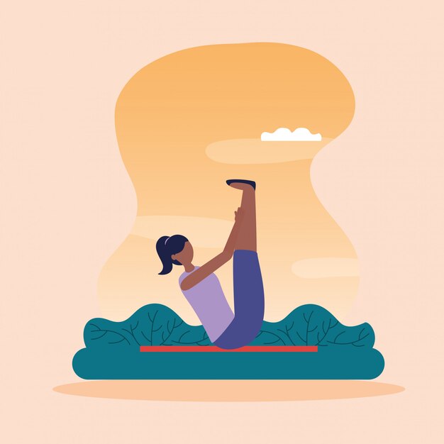 Free vector yoga outdoor in flat style