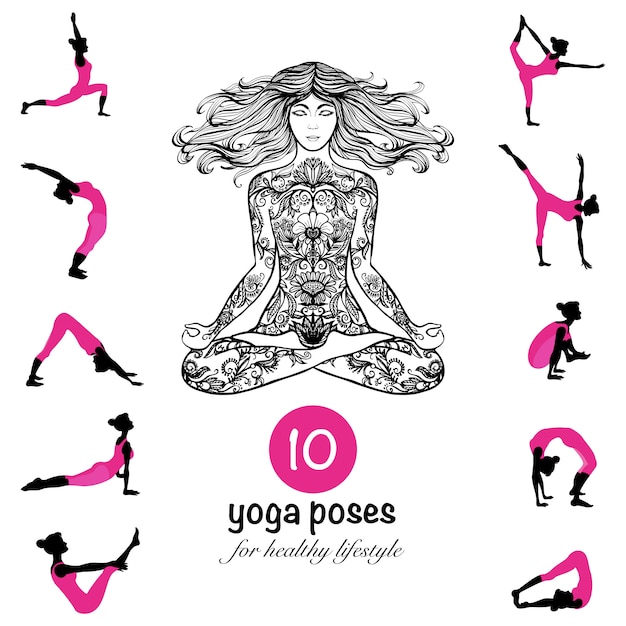 Free Vector yoga poses asanas pictograms composition poster