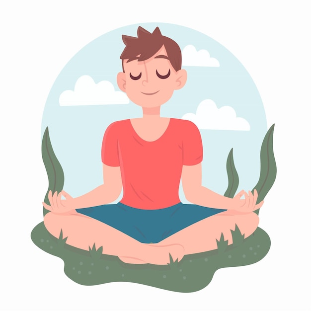 Free vector yoga position and clear mind man character