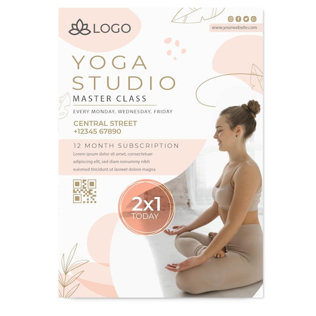 Modello di poster di yoga con foto