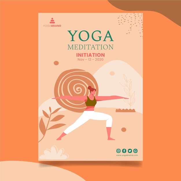 Vettore gratuito modello di poster di yoga