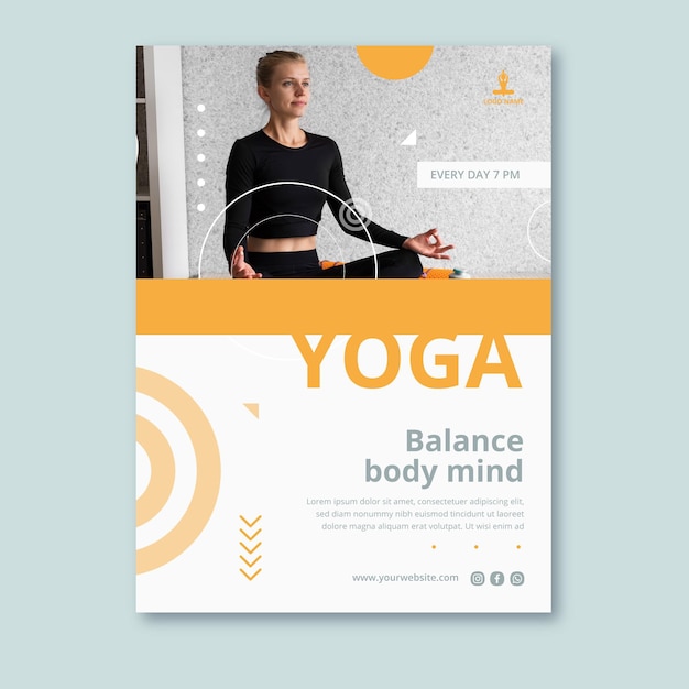 Modello di poster di pratica yoga