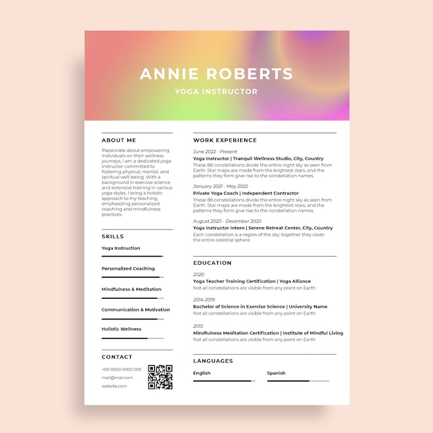 yoga  resume template design