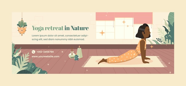 Free vector yoga retreat facebook cover template