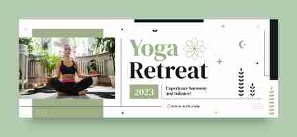 Free vector yoga retreat facebook cover template