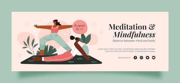 Free vector yoga retreat facebook cover template