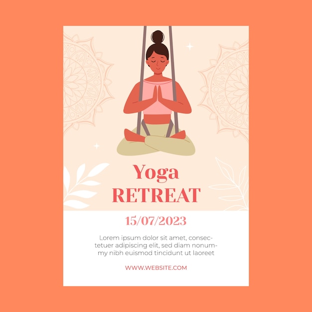 Vettore gratuito modello di invito al ritiro yoga