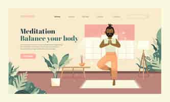 Vettore gratuito modello di pagina di destinazione del ritiro yoga