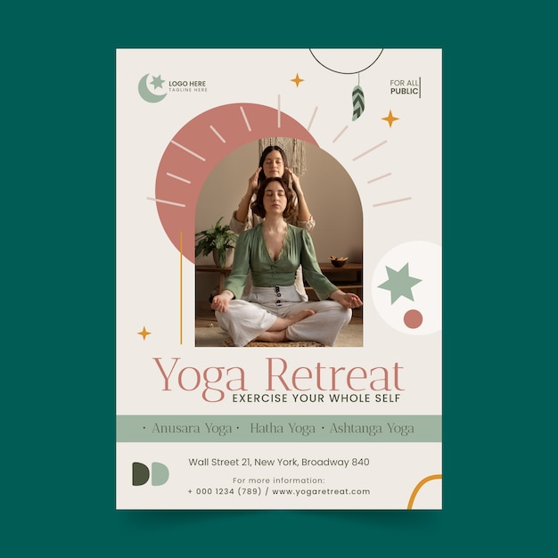 Free vector yoga retreat template design