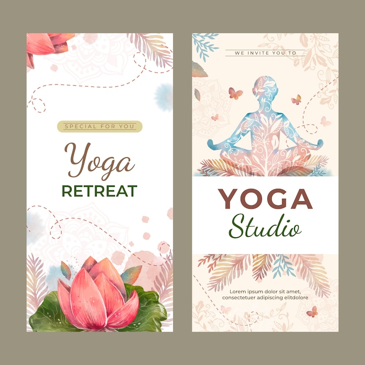 मुफ़्त वेक्टर yoga retreat vertical banner template