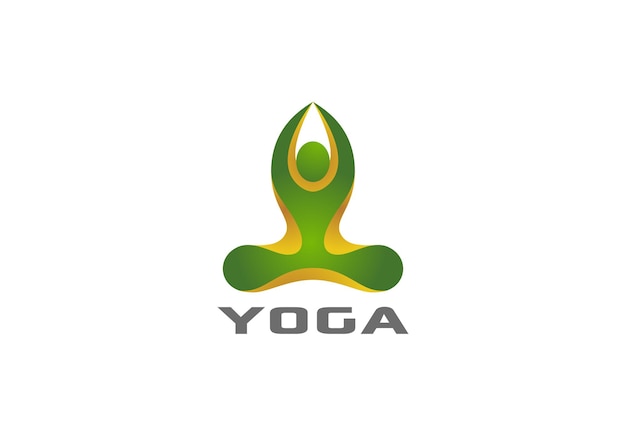 Yoga seduto logo di posa del loto.