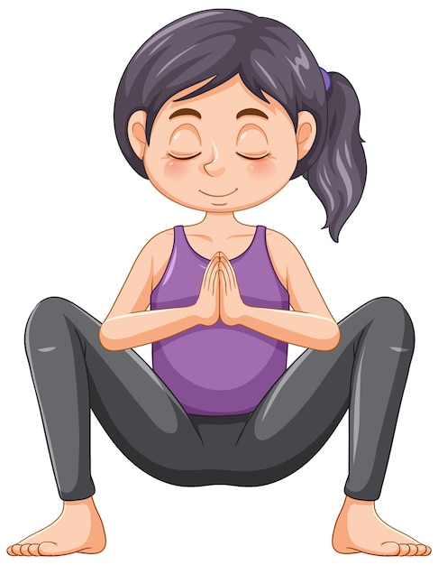 Free vector yoga squat pose cartoon character