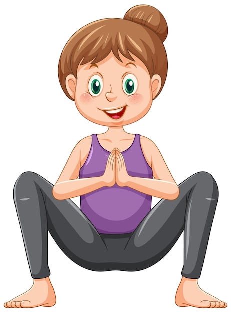 Yoga squat pose cartoon character