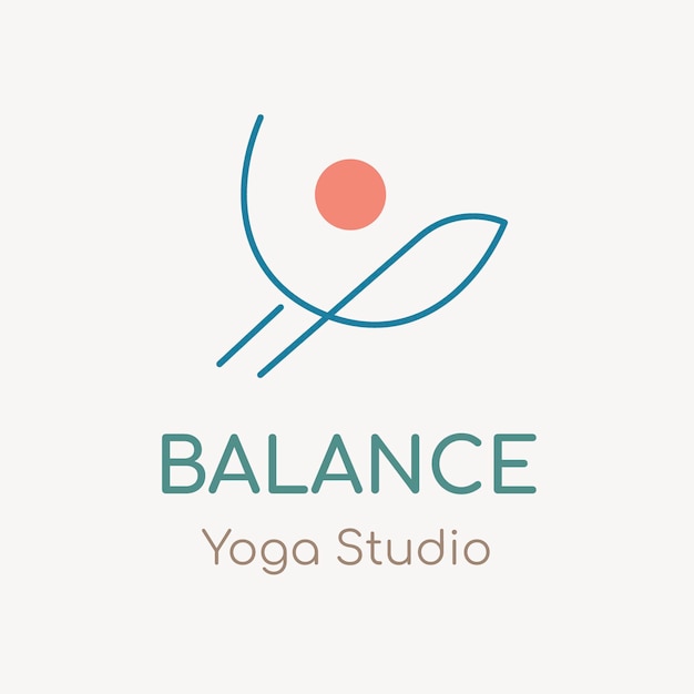 Modello di logo dello studio di yoga, vettore di design del marchio aziendale di salute e benessere