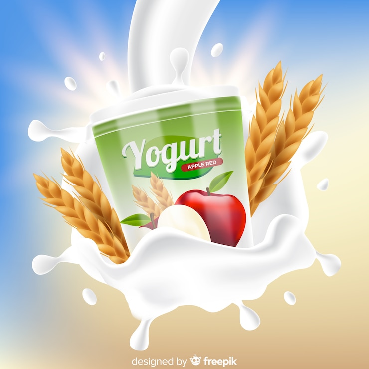Free Vector yogurt brand on abstract background