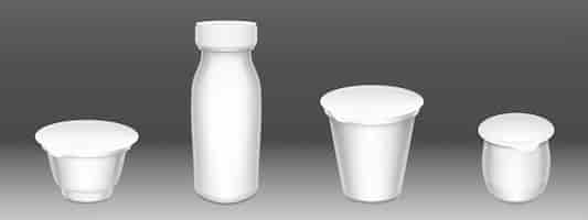 Free vector yogurt cups and bottle set