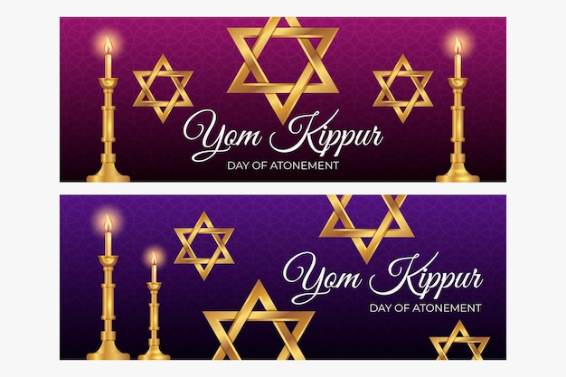 Free vector yom kippur banner set