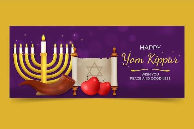 Free vector yom kippur banner template