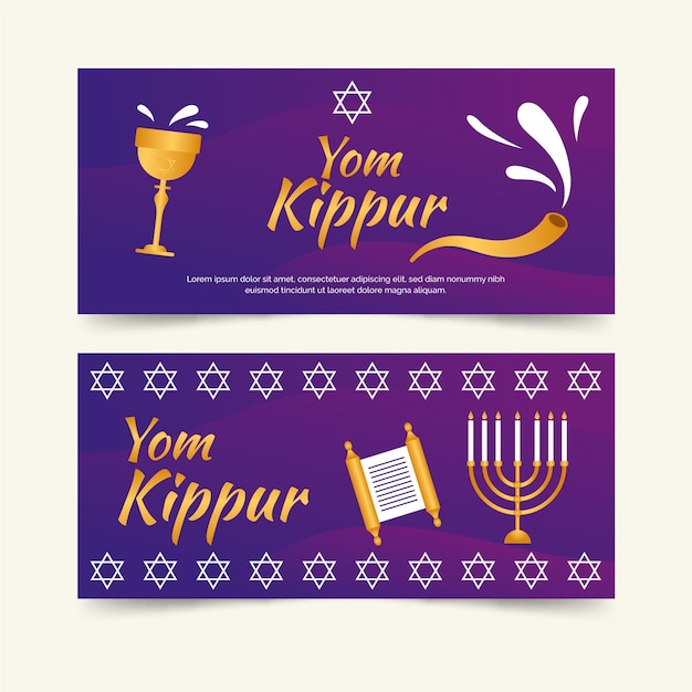 Free vector yom kippur banners collection