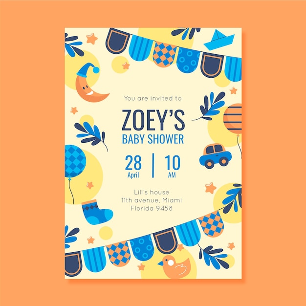 Free vector you are invited to baby shower for boy