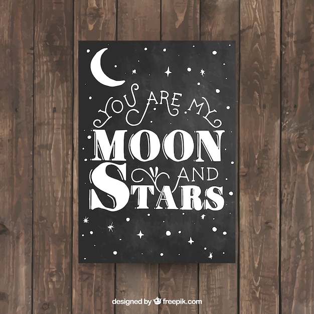 Бесплатное векторное изображение Ты мой луна и звезды карта в стиле доски