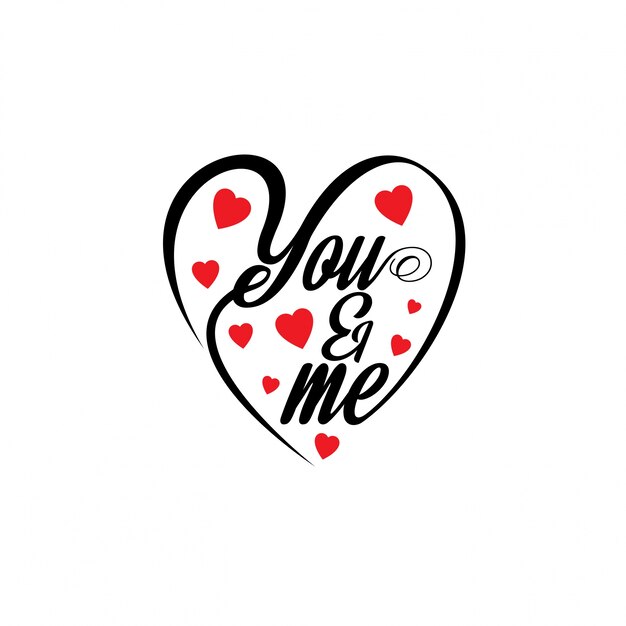 You and me with hearts stylish