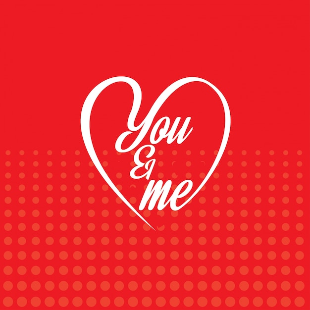 You and me with red pattern background
