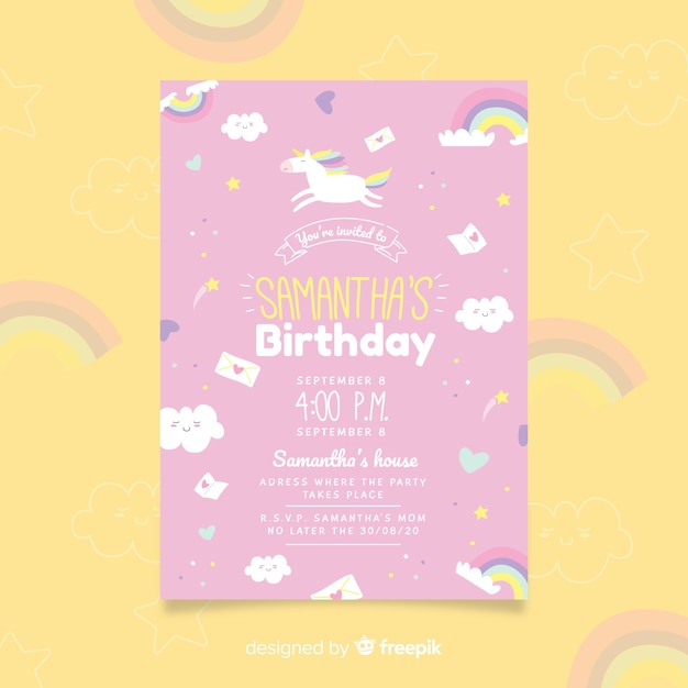 Free vector you're invited to birthday party flyer template