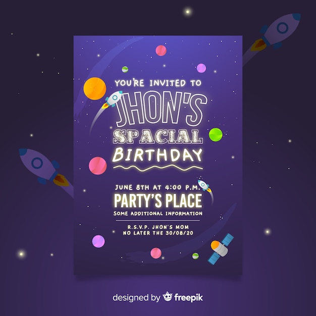 Бесплатное векторное изображение Вы приглашены на специальный шаблон постера на день рождения