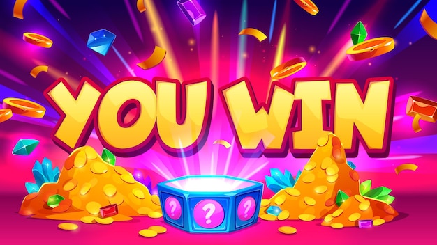 You win surprise vector Open lucky gift prize