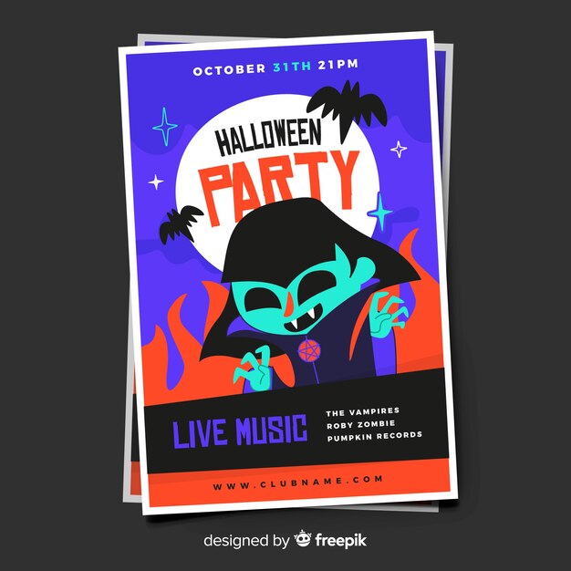 Young adult dracula halloween party poster