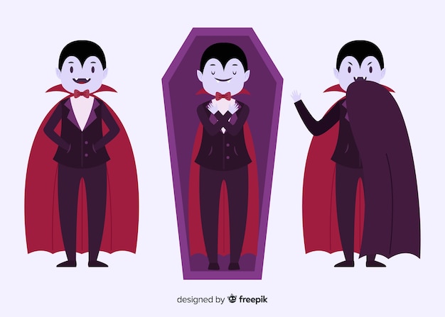 Free vector young adult vampire in a coffin