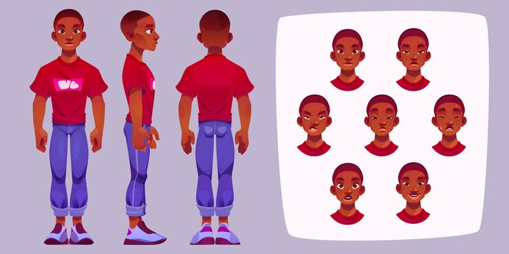 Free Vector young african man character constructor