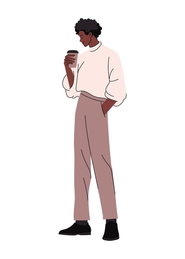 Free Vector young afro man drinking coffee character