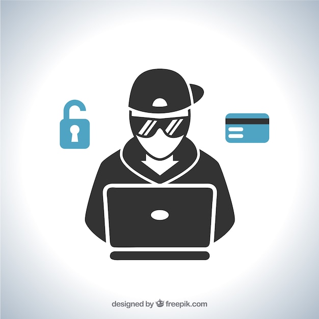 Free vector young anonymous hacker with flat design